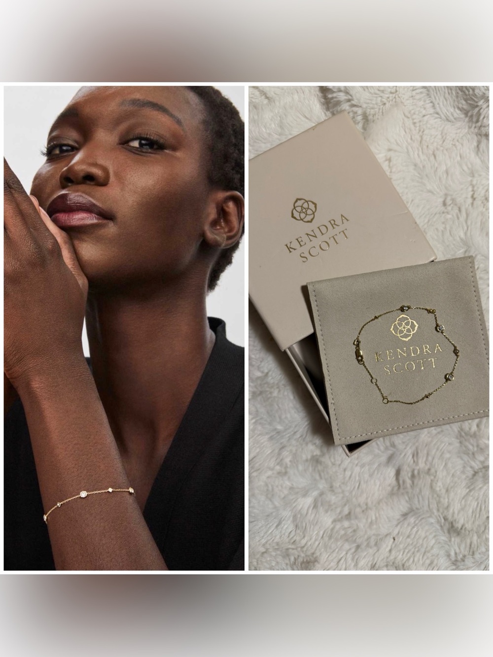 NWOT! Kendra Scott Gold Davie Trio white sapphire Delicate Bracelet